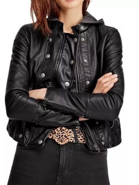 Free People Jackets & Blazers - Free People Vegan Leather Moto Jacket Size S